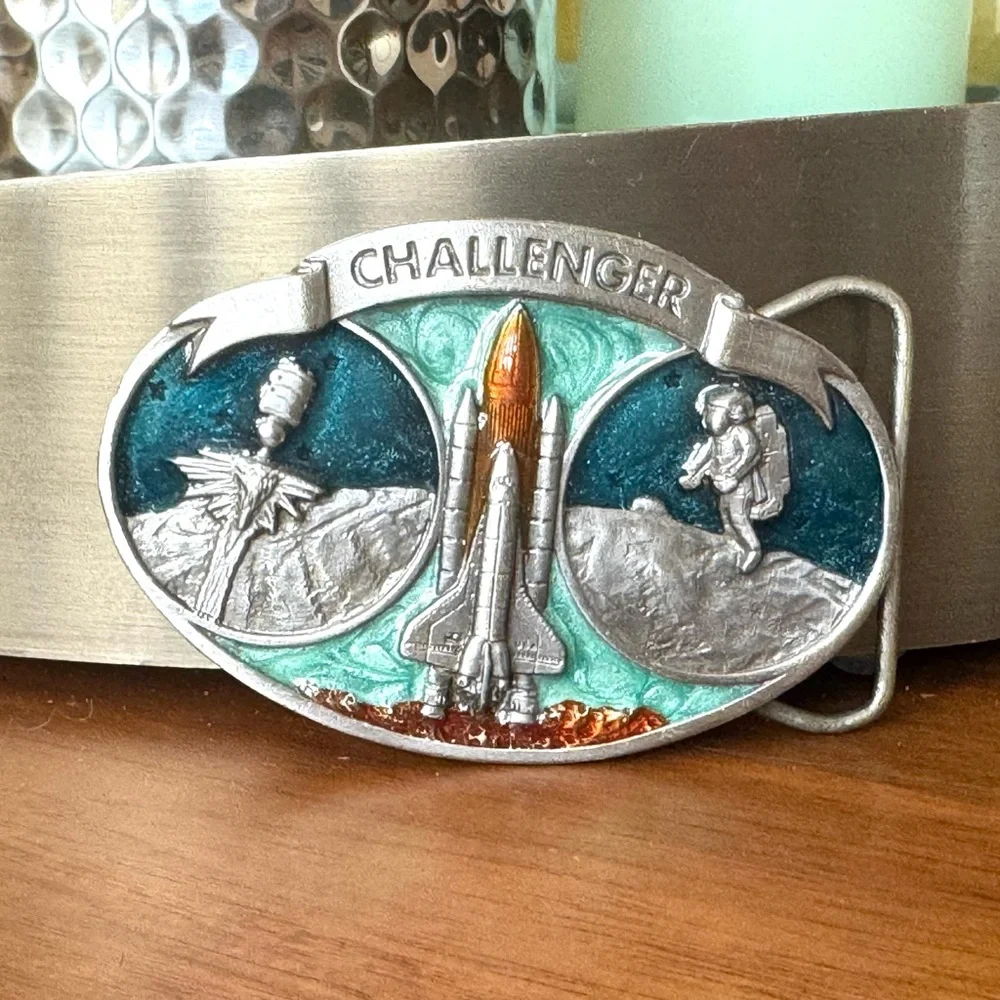 Vintage Challenger Space Shuttle Belt Buckle